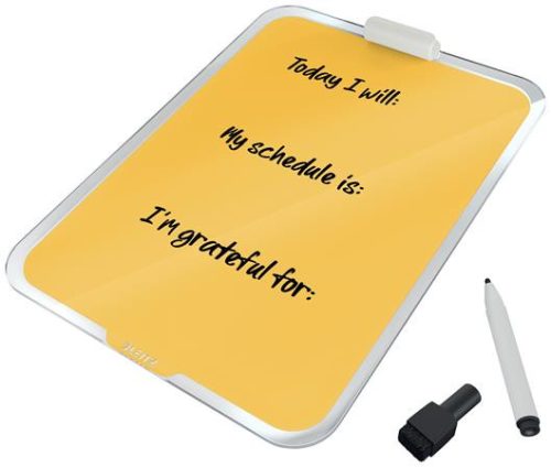 LEITZ Üvegtábla, törölhető, asztali, A4, LEITZ "Cosy", melegsárga