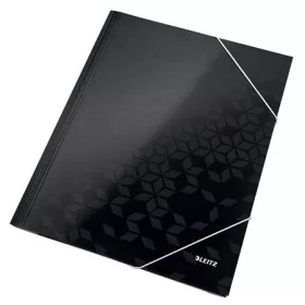   LEITZ Gumis mappa, 15 mm, karton, A4, LEITZ "Wow", fekete