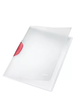 LEITZ Gyorsfűző, klipes, PP, A4, LEITZ "ColorClip Magic", piros