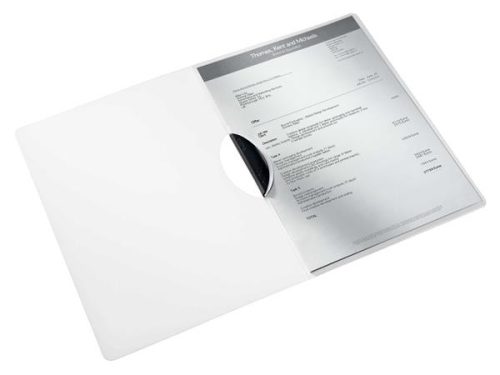 LEITZ Gyorsfűző, klipes, PP, A4, LEITZ "Wow ColorClip", fehér