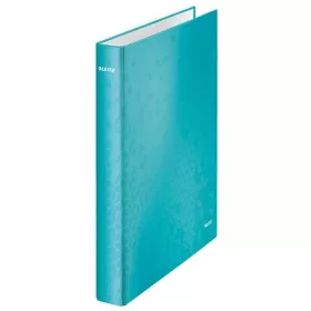   LEITZ Gyűrűs könyv, 2 gyűrű, D alakú, 40 mm, A4 Maxi, karton, LEITZ "Wow", jégkék