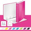 LEITZ Gyűrűs könyv, 4 gyűrű, D alakú, 40 mm, A4 Maxi, karton, LEITZ "Wow", rózsaszín