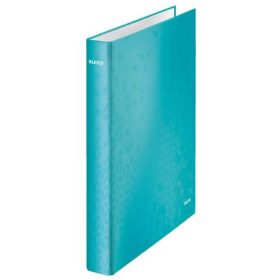   LEITZ Gyűrűs könyv, 4 gyűrű, D alakú, 40 mm, A4 Maxi, karton, LEITZ "Wow", jégkék