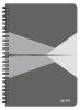 LEITZ Spirálfüzet, A5, kockás, 90 lap, laminált karton borító, LEITZ "Office", szürke