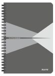   LEITZ Spirálfüzet, A5, kockás, 90 lap, laminált karton borító, LEITZ "Office", szürke