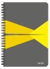LEITZ Spirálfüzet, A5, vonalas, 90 lap, laminált karton borító, LEITZ "Office", szürke-sárga