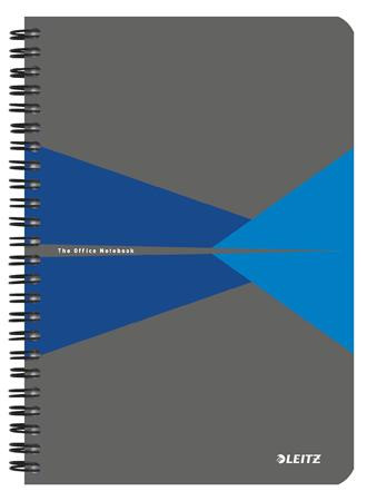 LEITZ Spirálfüzet, A5, vonalas, 90 lap, laminált karton borító, LEITZ "Office", szürke-kék