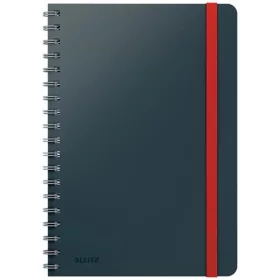  LEITZ Spirálfüzet, B5, kockás, 80 lap, LEITZ, "Cosy Soft Touch", bársonyszürke