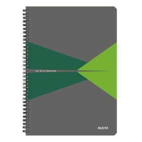   LEITZ Spirálfüzet, A4, kockás, 90 lap, PP borító, LEITZ "Office", szürke-zöld