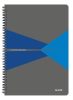 LEITZ Spirálfüzet, A4, vonalas, 90 lap, PP borító, LEITZ "Office", szürke-kék