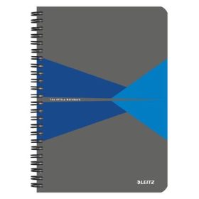   LEITZ Spirálfüzet, A5, kockás, 90 lap, PP borító, LEITZ "Office", szürke-kék