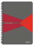   LEITZ Spirálfüzet, A5, vonalas, 90 lap, PP borító, LEITZ "Office", szürke-piros