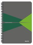   LEITZ Spirálfüzet, A5, vonalas, 90 lap, PP borító, LEITZ "Office", szürke-zöld