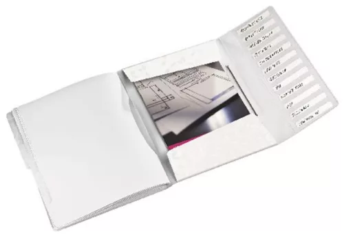 LEITZ Előrendező, A4, 12 részes, műanyag, LEITZ "Wow", fehér