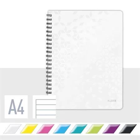 LEITZ Spirálfüzet, A4, vonalas, 80 lap, LEITZ "Wow", fehér