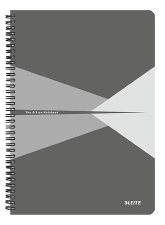 LEITZ Spirálfüzet, A4, kockás, 90 lap, laminált karton borító, LEITZ "Office", szürke