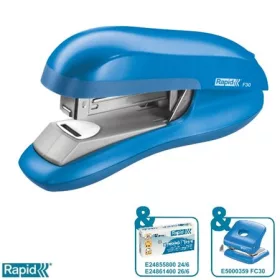   RAPID Tűzőgép, 24/6, 26/6, 30 lap, lapos tűzés, RAPID "F30", élénk kék