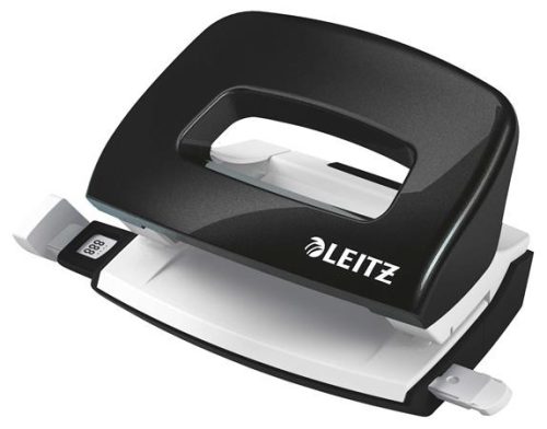 LEITZ Lyukasztó, kétlyukú, 10 lap, fém, mini, LEITZ "Nexxt Wow", fekete