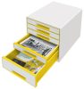 LEITZ Irattároló, műanyag, 5 fiókos, LEITZ "Wow Cube", fehér/sárga