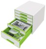 LEITZ Irattároló, műanyag, 5 fiókos, LEITZ "Wow Cube", fehér/zöld