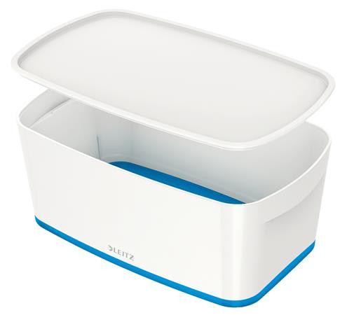LEITZ Tároló doboz, fedővel, kicsi, LEITZ "MyBox", fehér-kék