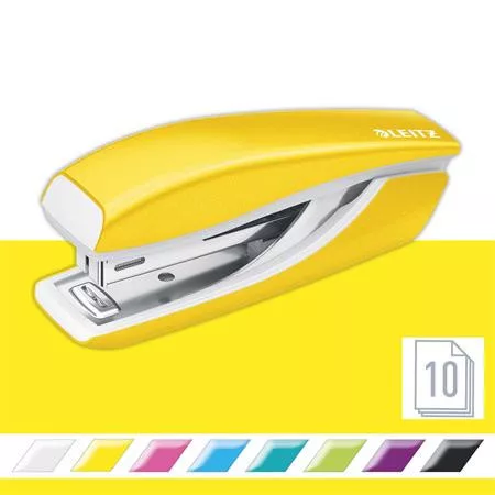 LEITZ Tűzőgép, mini, No. 10, 10 lap, fém, LEITZ Nexxt Wow", sárga