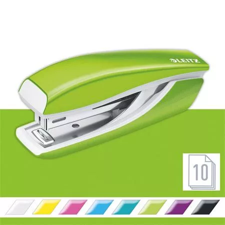 LEITZ Tűzőgép, mini, No. 10, 10 lap, fém, LEITZ"Nexxt Wow", zöld