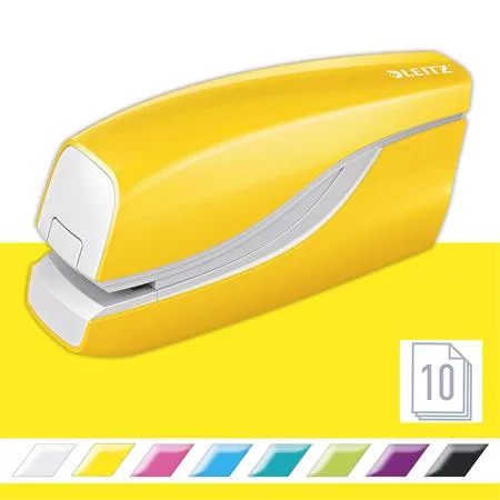 LEITZ Tűzőgép, elektromos, No.10, 10 lap, LEITZ "Wow", sárga