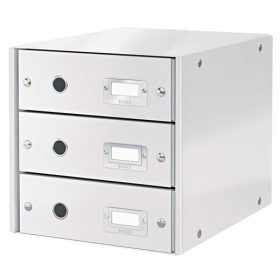   LEITZ Irattároló, laminált karton, 3 fiókos, LEITZ "Click&Store", fehér