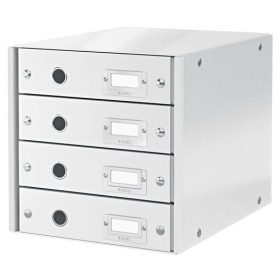   LEITZ Irattároló, laminált karton,  4 fiókos, LEITZ "Click&Store", fehér