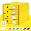 LEITZ Irattároló, laminált karton, 4 fiókos, LEITZ "Click&Store", sárga