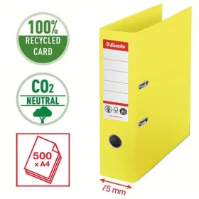   ESSELTE Iratrendező, 75 mm, A4, élvédő sínnel, ESSELTE "No.1", sárga