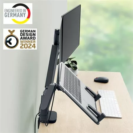 LEITZ Monitor- és laptoptartó-kar, LEITZ "Ergo Dual", sötétszürke
