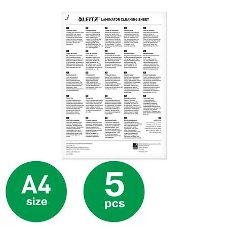LEITZ Laminálógép tisztítókarton, A4, LEITZ
