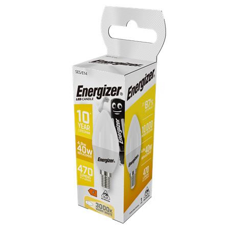 ENERGIZER LED izzó, E14, gyertya, 4,9W (40W), 470lm, 3000K, ENERGIZER