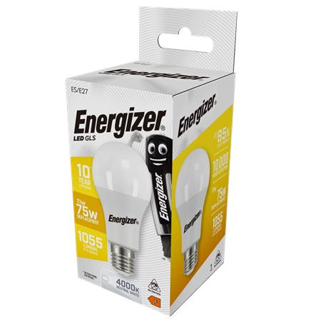 ENERGIZER LED izzó, E27, normál gömb, 11,1W (75W), 1055lm, 4000K, ENERGIZER