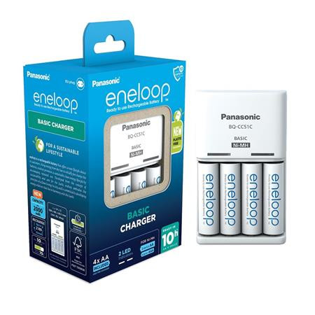 PANASONIC Elemtöltő, AA/AAA, 4x2000 mAh AA, PANASONIC "Eneloop"