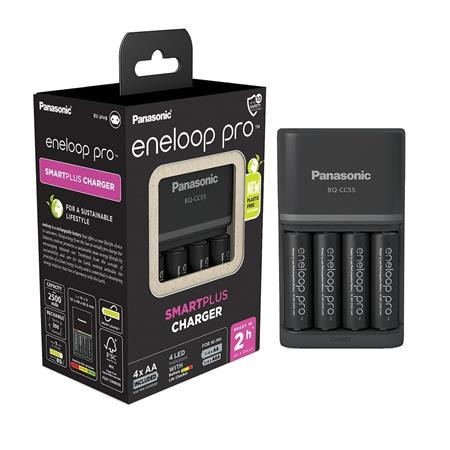 PANASONIC Elemtöltő, AA/AAA, 4x2500 mAh AA, gyorstöltő, PANASONIC "Eneloop Pro"