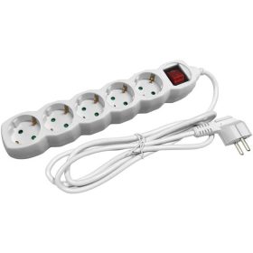   ENTAC Elosztósor, 5 aljzat, 3 m, kapcsolóval, ENTAC, fehér