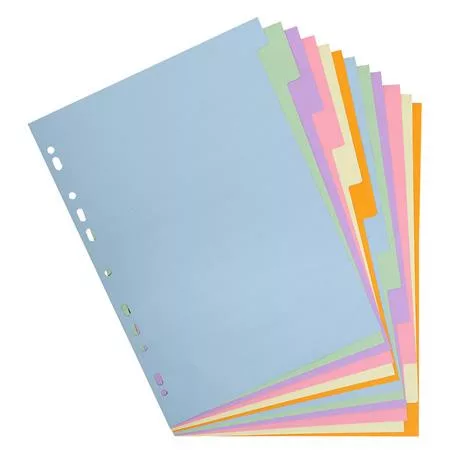 EXACOMPTA Regiszter, karton, A4, 12 részes, EXACOMPTA, pasztell színek