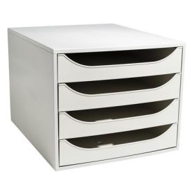   EXACOMPTA Irattároló, műanyag, 4 fiókos, EXACOMPTA "Ecobox Office", szürke-szürke