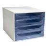 EXACOMPTA Irattároló, műanyag, 4 fiókos, EXACOMPTA "Ecobox Linicolor", jégkék