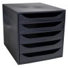 EXACOMPTA Irattároló, műanyag, 5 fiókos, EXACOMPTA "Ecobox ExoBlack", fekete