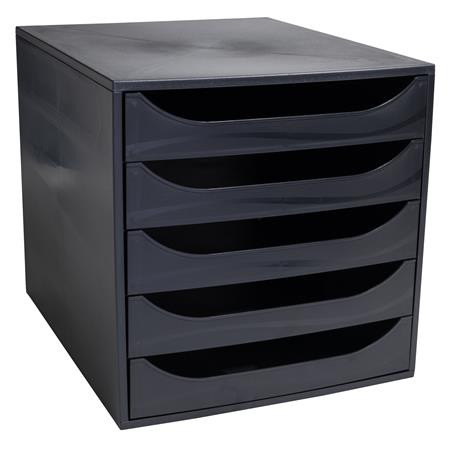 EXACOMPTA Irattároló, műanyag, 5 fiókos, EXACOMPTA "Ecobox ExoBlack", fekete