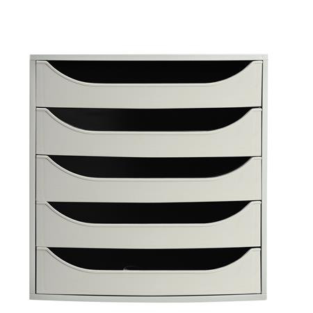 EXACOMPTA Irattároló, műanyag, 5 fiókos, EXACOMPTA "Ecobox Office", szürke