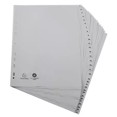 EXACOMPTA Regiszter, műanyag, A4+, 1-31, EXACOMPTA, szürke