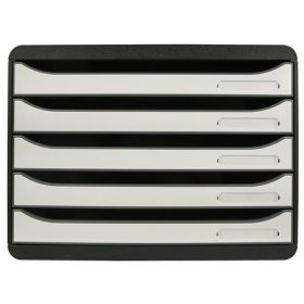   EXACOMPTA Irattároló, műanyag, 5 fiókos, EXACOMPTA "BIigBox Glossy", fekete-fehér