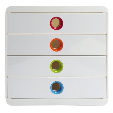 EXACOMPTA Irattároló, műanyag, 4 fiókos, EXACOMPTA "Pop-Box", fehér