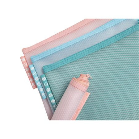 EXACOMPTA Rendszerező tasak, cipzáras, hálós, A5, EXACOMPTA "Chromaline Pastel", vegyes színek