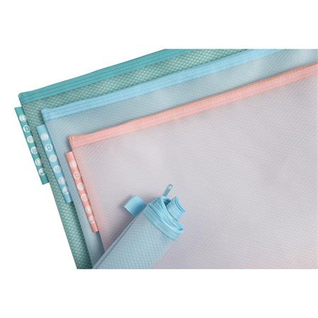 EXACOMPTA Rendszerező tasak, cipzáras, hálós, A4, EXACOMPTA "Chromaline Pastel", vegyes színek